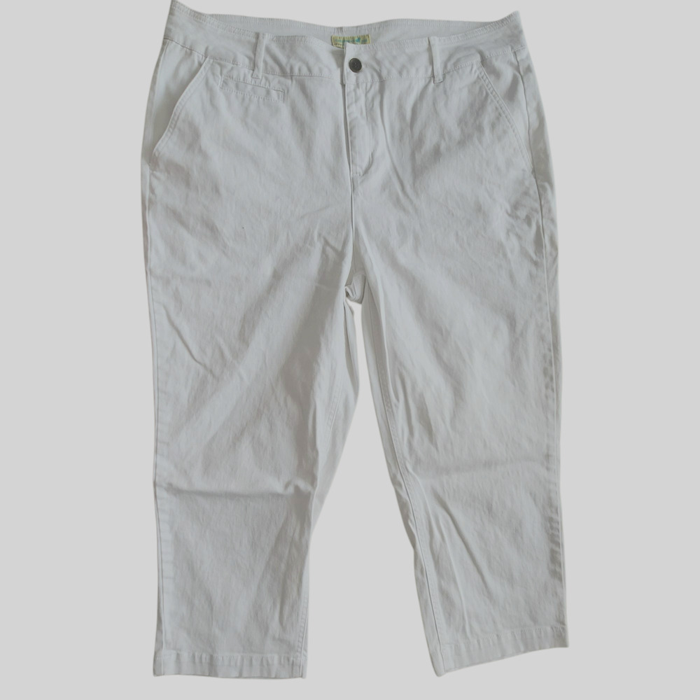 Caribbean Joe White Capri Pants Cropped Jeans High-Rise sz 14